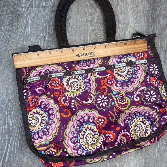 LeSportsac Floral Paisley Tote Bag- Multi-Color Nylon Shoulder Purse - Picture 14 of 16